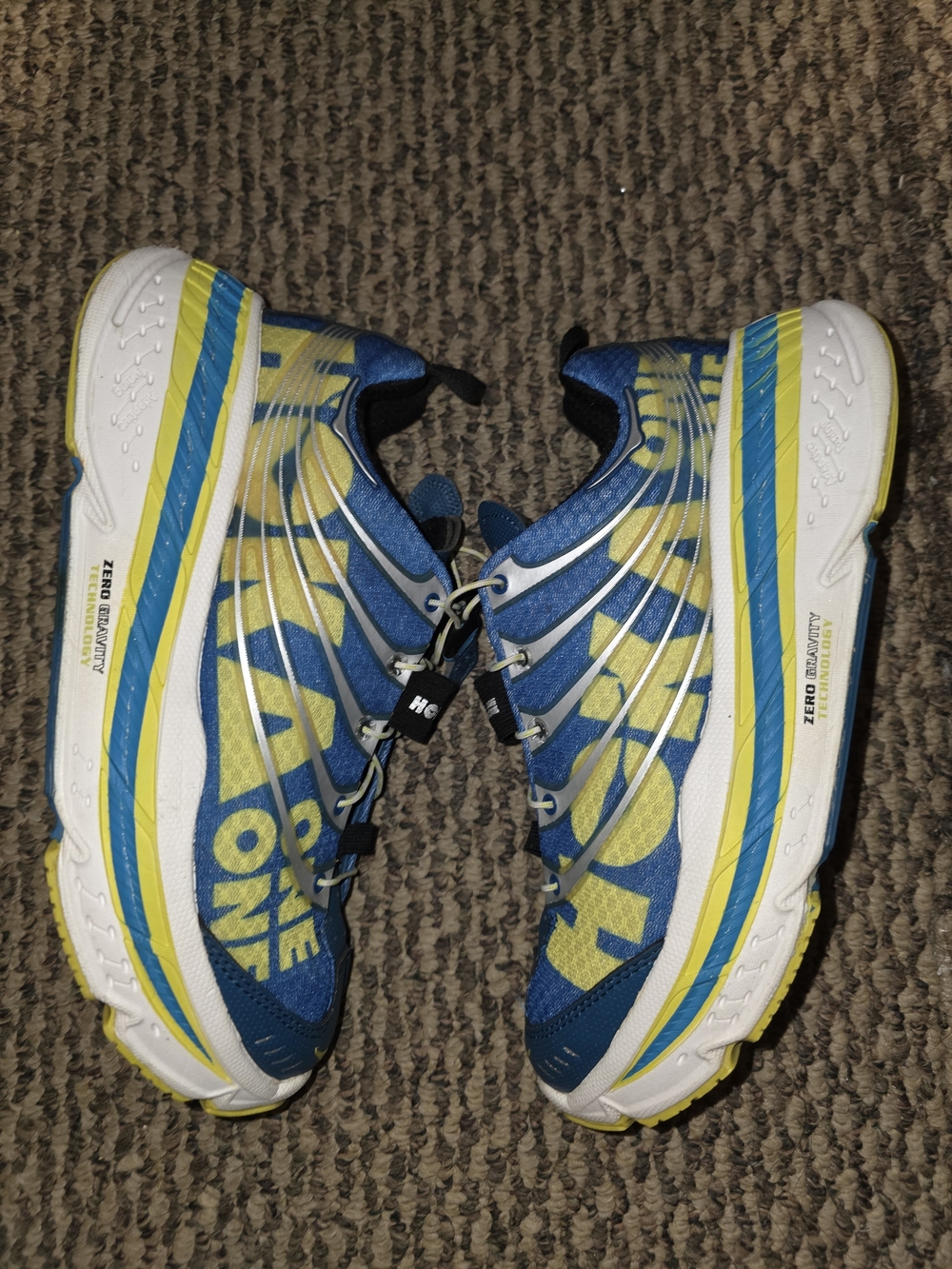 Hoka Trail Run Blue and Yellow Running Sneakers